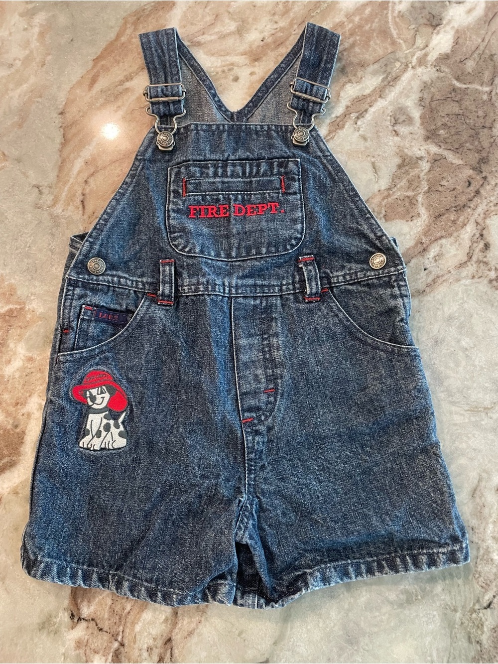 VTG Lee Denim Kids Overalls Firefighter Dalmatian Bottoms 3T Fire Dept